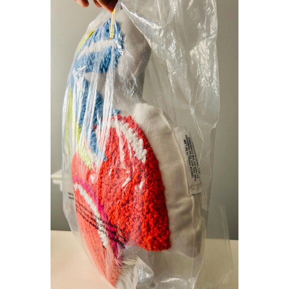 Set of 2 Textured Palm Tree Throw Pillow Shaggy Hooked Tropical Decor New - Picture 7 of 8